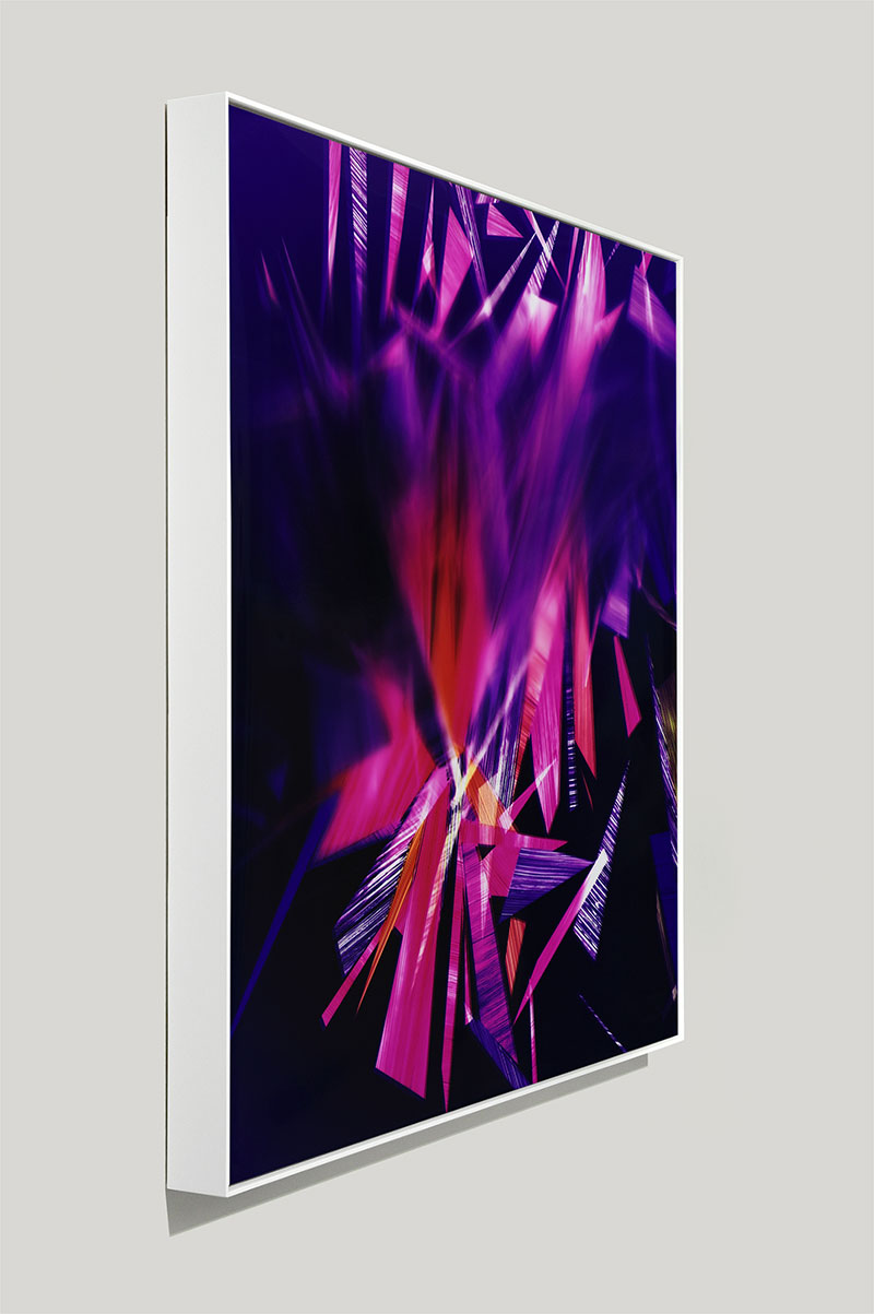 side view of color photogram titled: Ecstatic Discharge