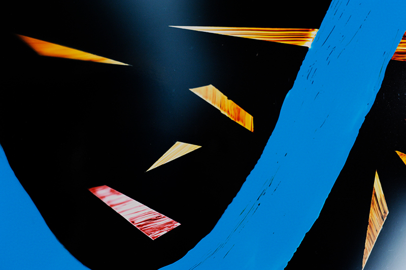 close-up detail of color photogram titled: Interfering Cadence from the Cascades Series