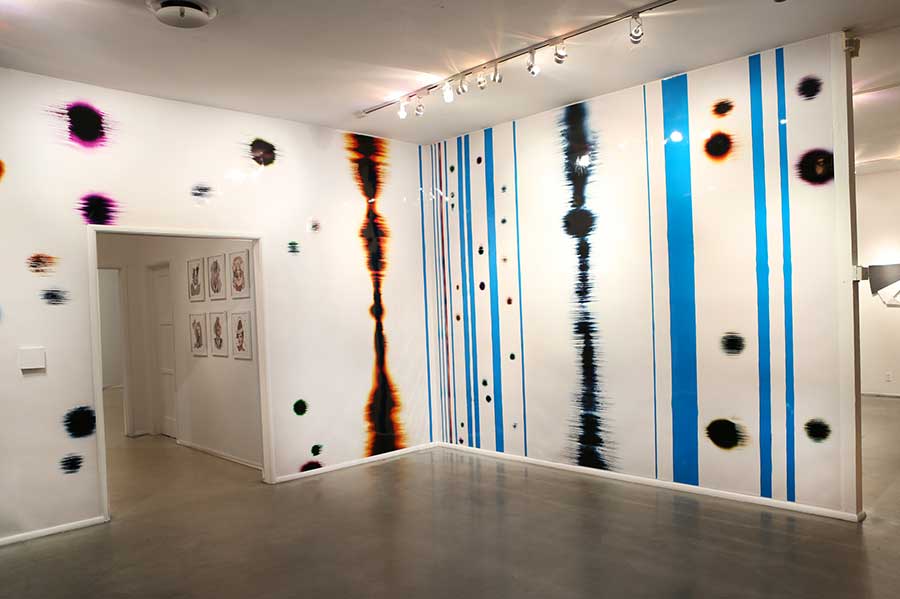 panoramic color photogram installation titled Crosscurrent Junction at Gallery 825 in Los Angeles