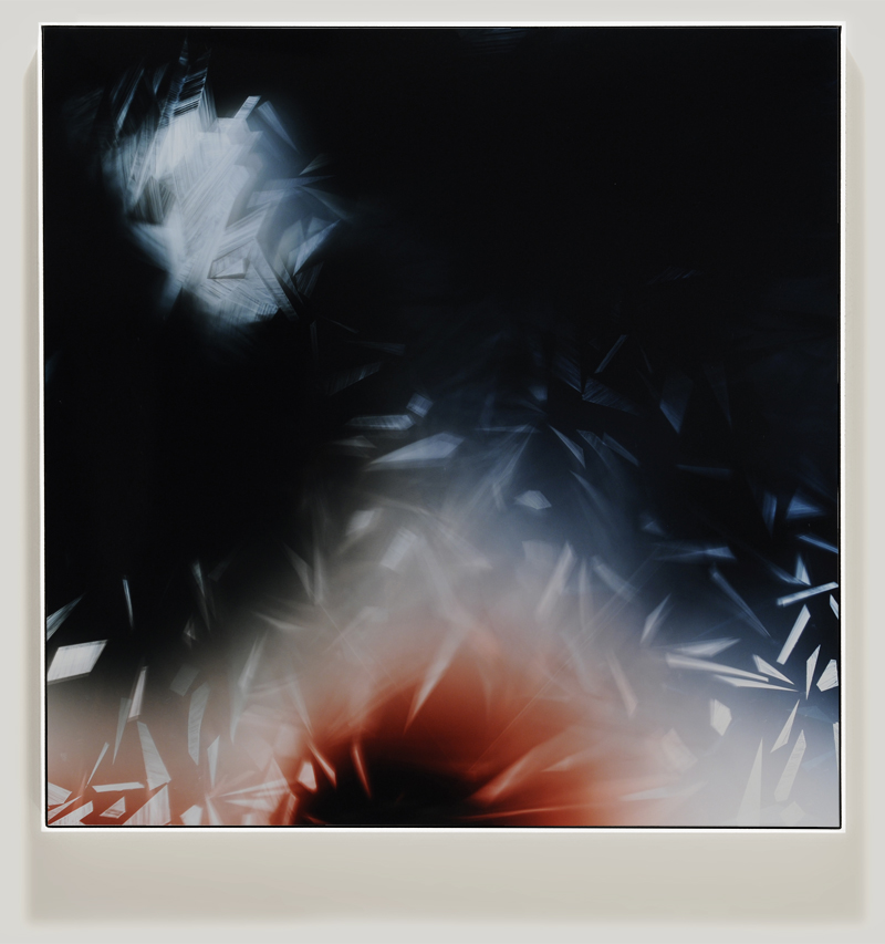 Framed color photogram titled, Mounting-Reserves using analog photography