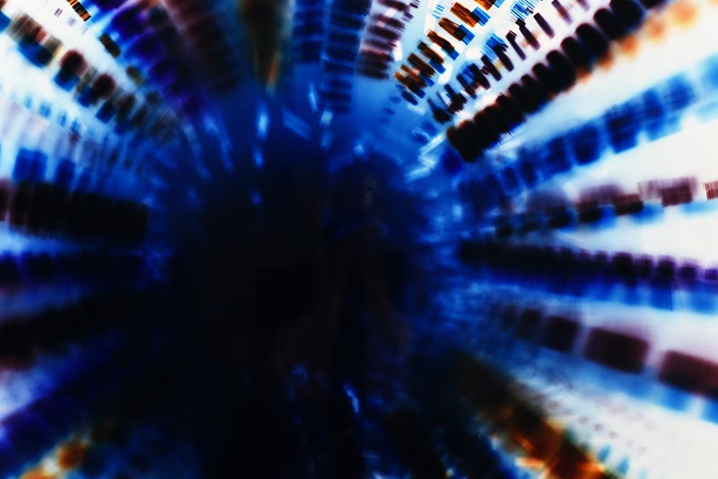 color Photogram, detail image, titled Piston Effect by lighting artist Richard Slechta
