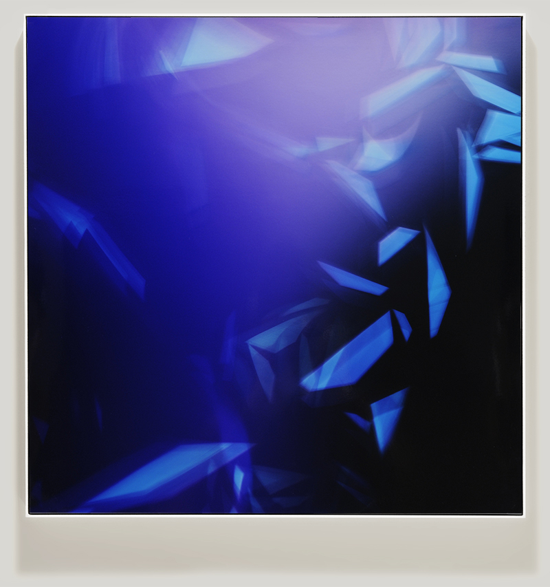Framed color photogram titled, Pleasant Subdivisions using analog photography