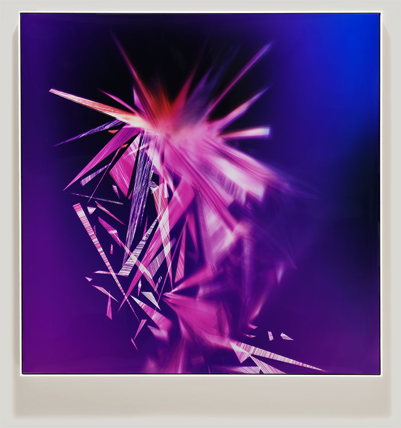 Abstract color photogram titled: Reciprocal Ablation from the series Precariously Bright