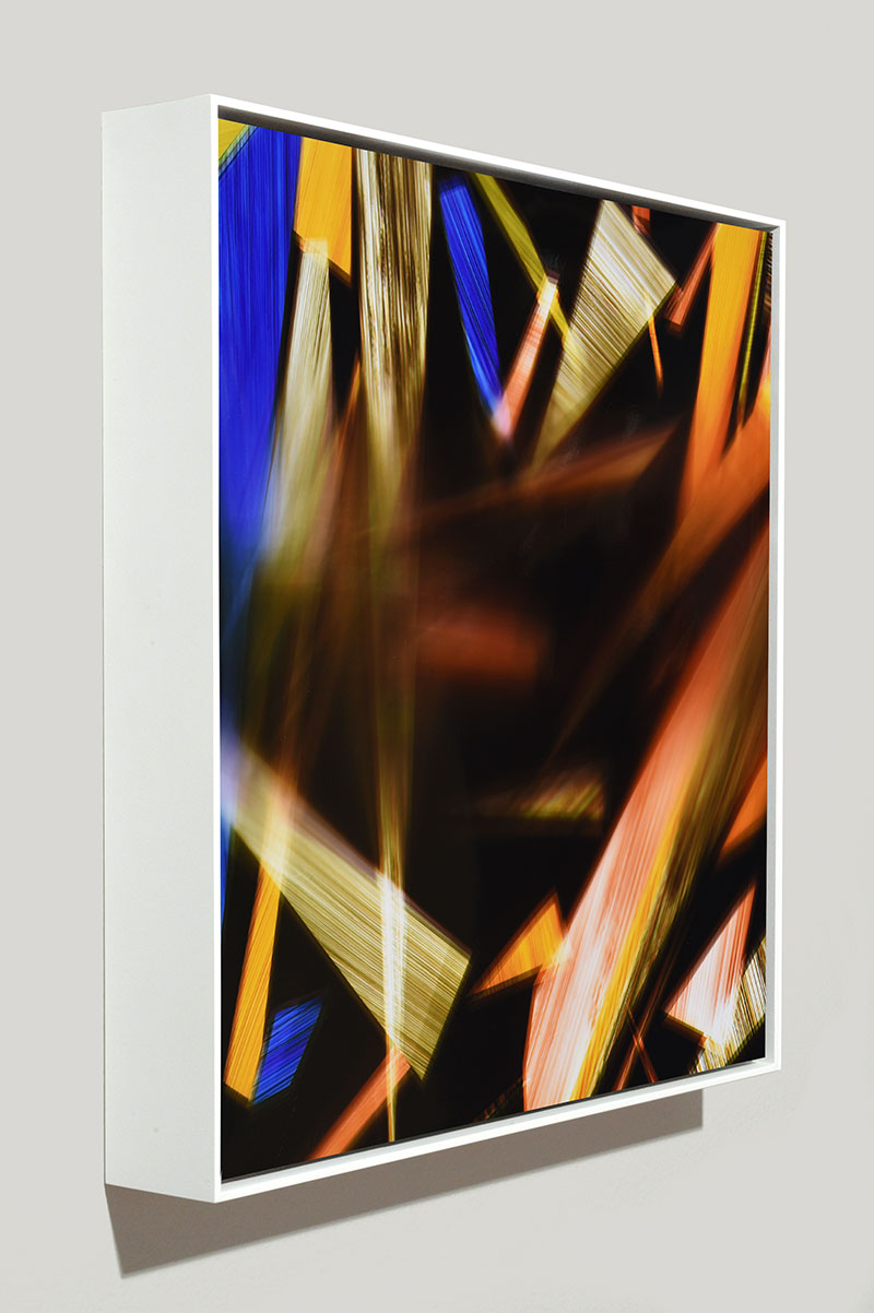 Framed color photogram titled: Sentimentality Repellent from the series Precariously Bright