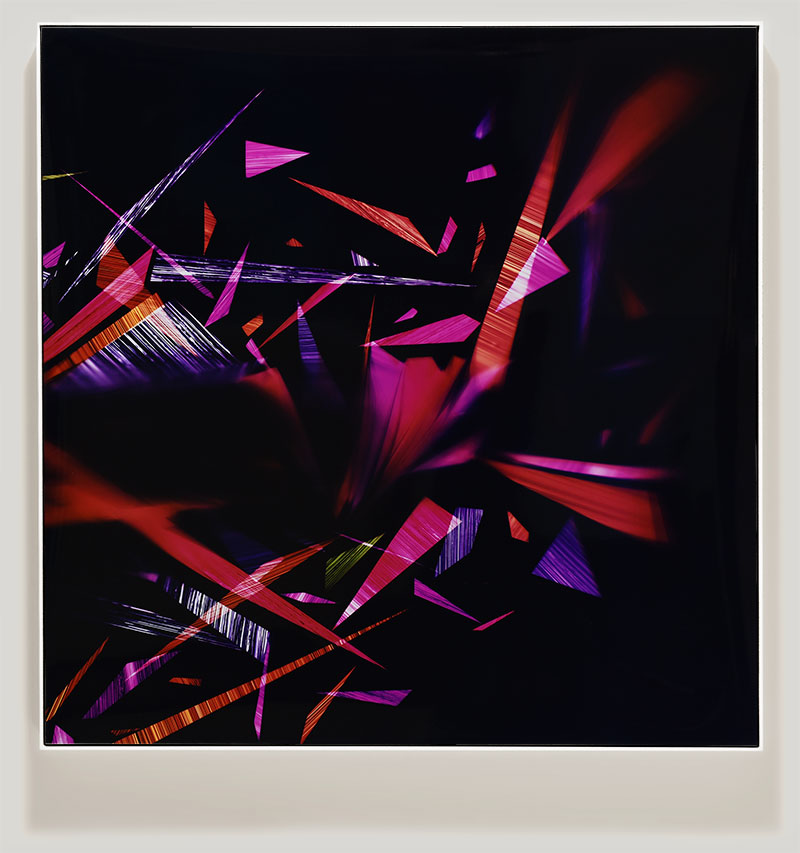 color photogram titled: Sticky Trigger Reflex from the series Precariously Bright