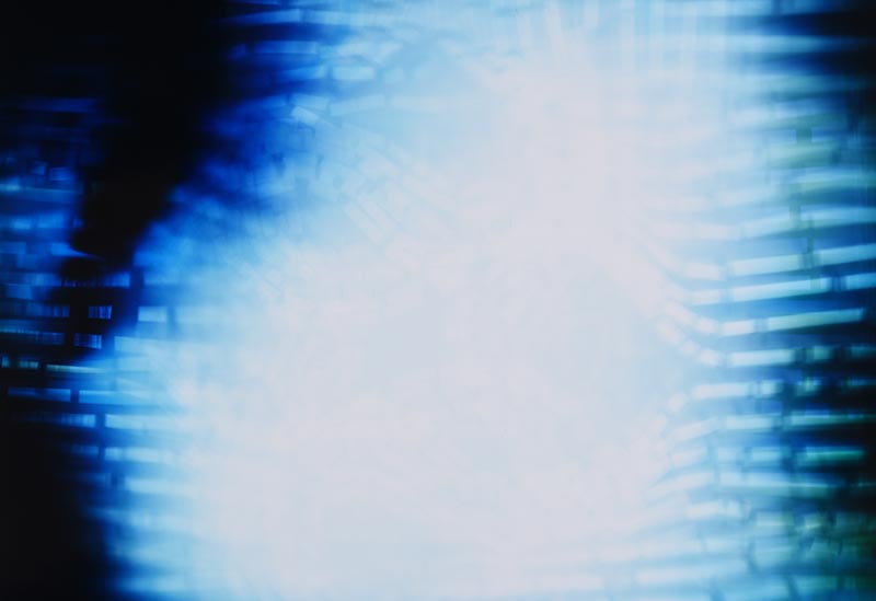 Detail of color Photogram, titled Tangential Grasps by lighting artist Richard Slechta