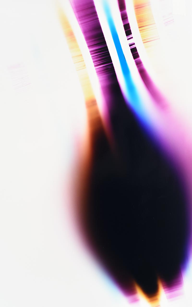 Detail of Color Photogram, titled Uniform Convergence by light artist Richard Slechta