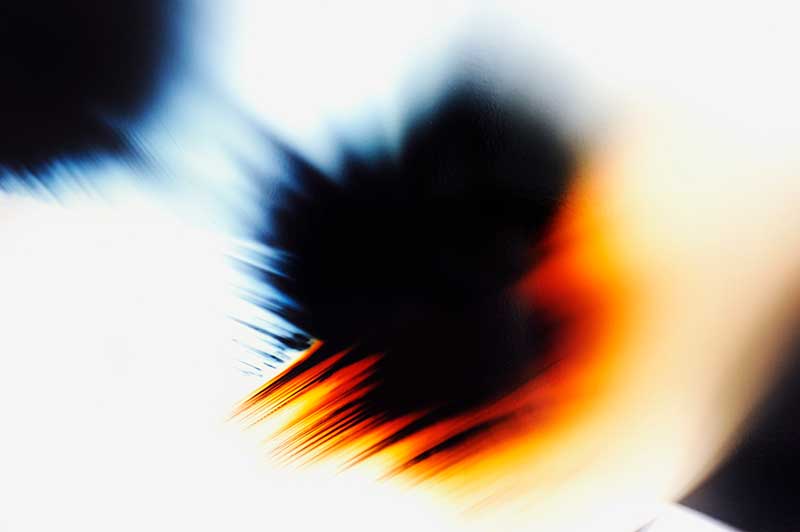 close up detail of color photogram titled; Upthrust Distraction