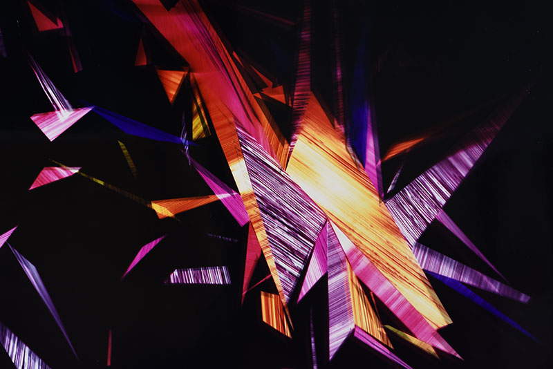 close-up detail of color photogram titled: Variable Reentry from the series Precariously Bright