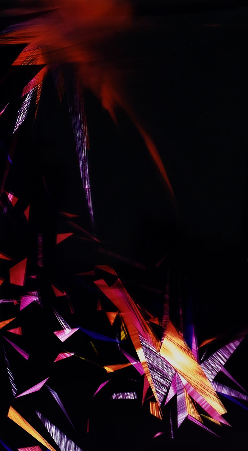 close-up detail of color photogram titled: Variable Reentry from the series Precariously Bright